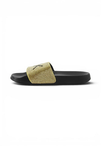 SUN68 Ciabatte Donna Nero Oro Strass X36211-PE26-1143