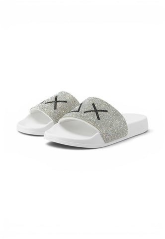 SUN68 Ciabatte Donna Bianco Argento Strass X36211-PE26-01