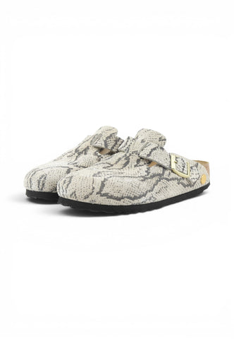 BIRKENSTOK Ciabatte Boston Donna Beige Grigio Animalier 1033086-PE26