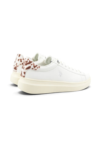 U.S. POLO ASSN. Sneakers Donna Bianco Marrone Animalier CODY016B-AI27-WHI-COW01