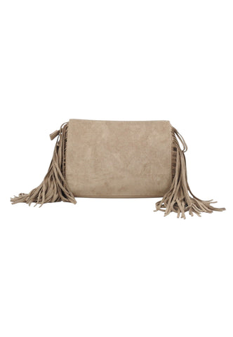 RUE MADAME Borsa Tracolla Donna Beige Frange 1585-AI27-SUEDE GREY