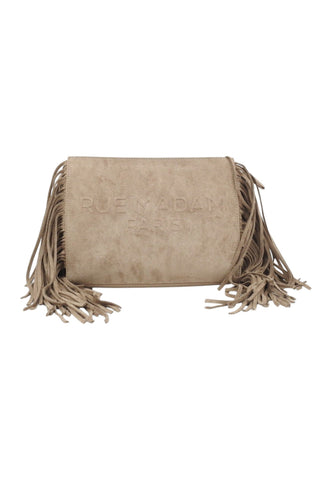 RUE MADAME Borsa Tracolla Donna Beige Frange 1585-AI27-SUEDE GREY
