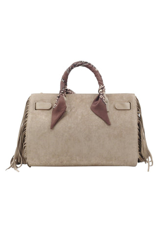 RUE MADAME Borsa A Mano Donna Beige Frange 1587-AI27-SUEDE GREY
