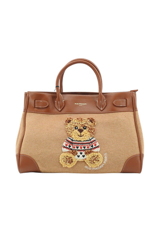 RUE MADAME Borsa A Mano Donna Marrone Beige Orsetto 1623-AI27-CAMEL