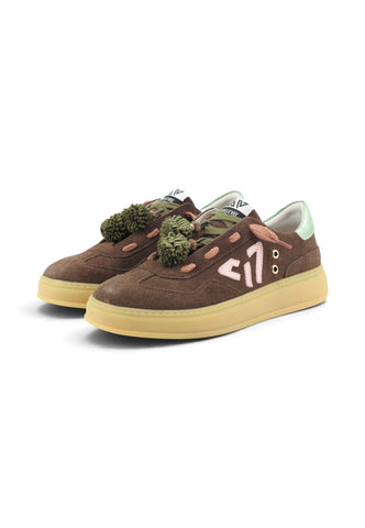 EMANUELE VEE Sneakers Donna Marrone Rosa Verde 462P-105-10-P011-AI27-DKBRO