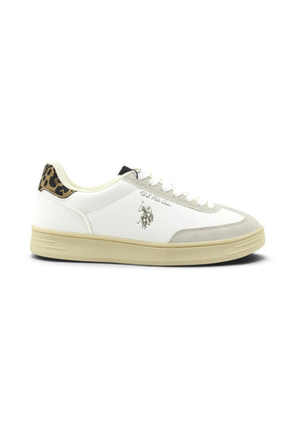 U.S. POLO Sneakers Donna Bianco Grigio Animalier ALPHA002A-AI27-WHI-LBE05