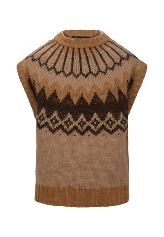 CAFE NOIR Gilet Maglione Donna Marrone Beige C7JM0387-AI27-M134