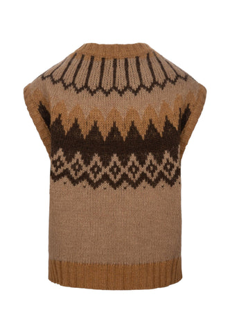 CAFE NOIR Gilet Maglione Donna Marrone Beige C7JM0387-AI27-M134
