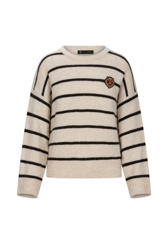 CAFE NOIR Maglione Donna Bianco Marrone C7JM0390-AI27-M135