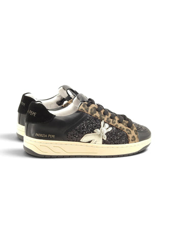 PATRIZIA PEPE Sneakers Donna Nero Animalier Glitter PK420-01-AI27