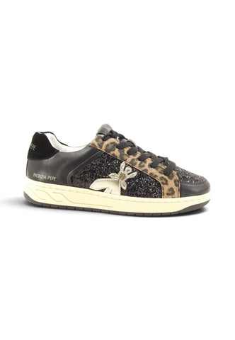 PATRIZIA PEPE Sneakers Bambino Nero Animalier Glitter PK420-01-AI27-K