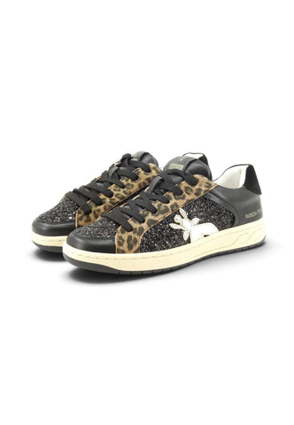 PATRIZIA PEPE Sneakers Bambino Nero Animalier Glitter PK420-01-AI27-K