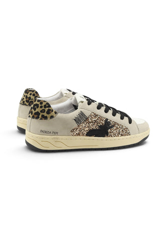 PATRIZIA PEPE Sneakers Bambino Grigio Animalier Glitter PK420-06-AI27-K