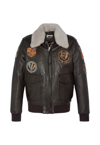 SCHOTT Giacca Bomber Pelle Uomo Marrone LCFLIGHTWX23-M-AI27