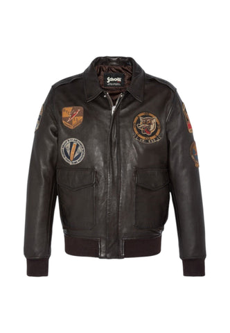 SCHOTT Giacca Bomber Pelle Uomo Marrone LCFLIGHTWX23-M-AI27