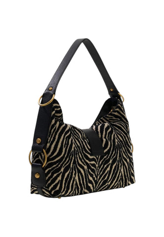 GUESS Borsa A Spalla Donna Nero Beige Animalier HWZB9308180-AI27-BLA