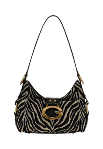 GUESS Borsa A Spalla Donna Nero Beige Animalier HWZB9308720-AI27-BLA