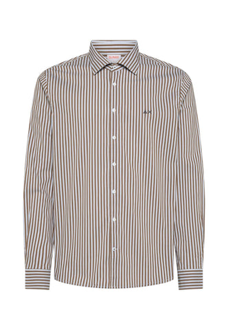 SUN68 Camicia Uomo Beige Blu S46102-AI27-7181