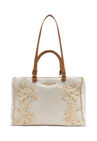 ERMANNO SCERVINO Borsa Shopper Donna Bianco Marrone 12402249-AI27-2609
