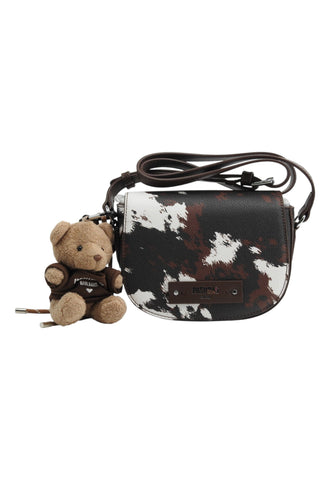 PASH BAG Borsa Tracolla Donna Marrone Bianco Animalier 20115-FUR-W6M-P-AI27
