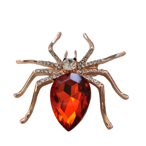 Spilla Ragno Rosso Rosa Oro