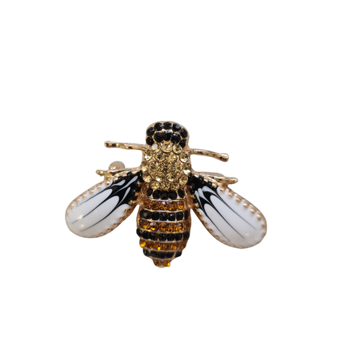 Spilla Ape Bianco Arancione Oro Nero