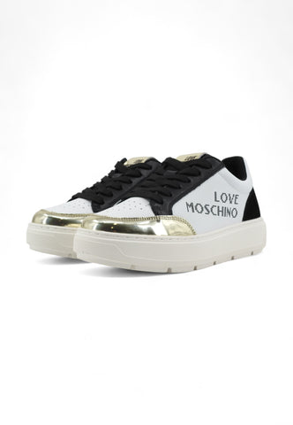 LOVE MOSCHINO Sneaker Donna Bianco Nero Platino JA15124G1LIAA10A