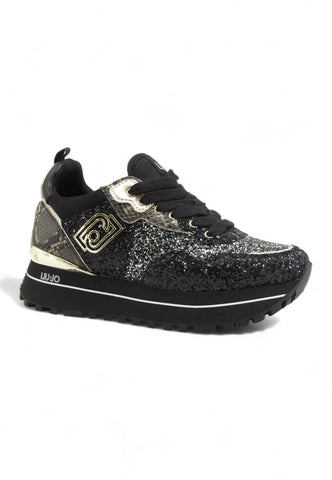 LIU JO Maxi Wender Glitter Sneaker Donna Black BF4001TX007