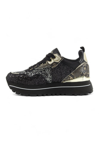 LIU JO Maxi Wender Glitter Sneaker Donna Black BF4001TX007