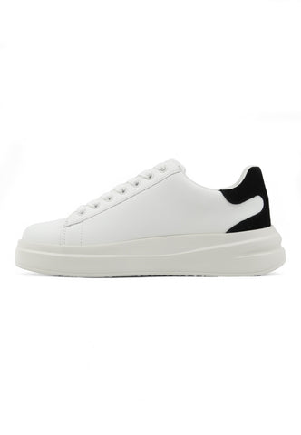 GUESS Platform Retro Suede Sneaker Donna White Black FLJELBLEA12