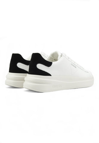 GUESS Platform Retro Suede Sneaker Donna White Black FLJELBLEA12