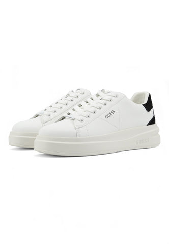 GUESS Platform Retro Suede Sneaker Donna White Black FLJELBLEA12