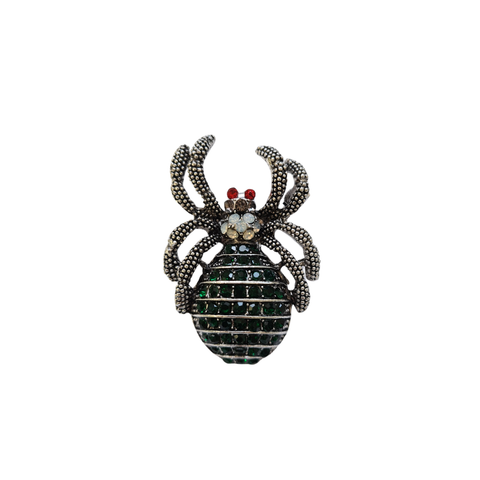 Spilla Ragno Grigio Verde Scuro Rosso