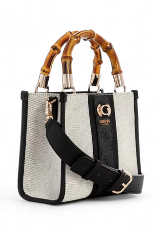 GUESS Kerima Mini Borsa Tote Donna Natural Coal Logo AG933777