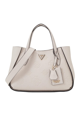 GUESS Keandra Borsa Girlfriend Satchel Donna Stone Logo Beige PL932306