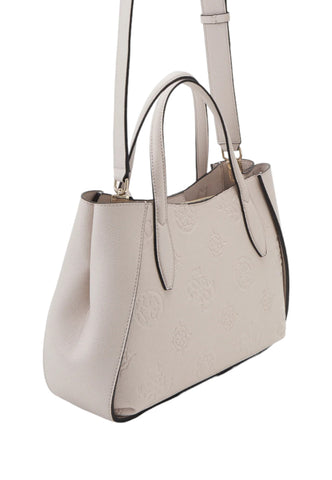 GUESS Keandra Borsa Girlfriend Satchel Donna Stone Logo Beige PL932306