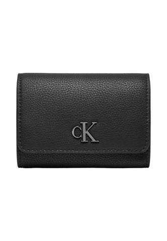 CALVIN KLEIN Minimal Monogram Portafoglio Donna Black Shiny Gunmetal K60K612376