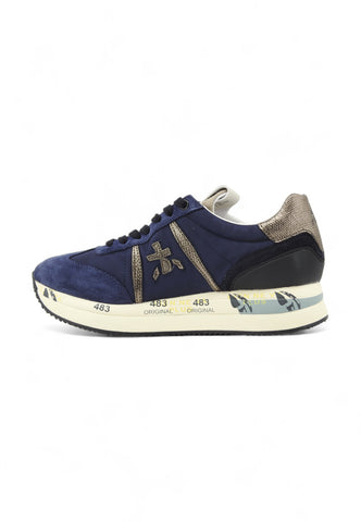 PREMIATA Running Suede Sneaker Donna Blue Gold Silver CONNY-6981