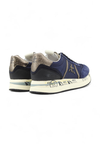 PREMIATA Running Suede Sneaker Donna Blue Gold Silver CONNY-6981