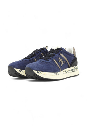 PREMIATA Running Suede Sneaker Donna Blue Gold Silver CONNY-6981