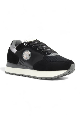 COLMAR Running Suede Sneaker Donna Black Silver HIGH OUTSOLE 086