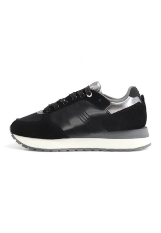 COLMAR Running Suede Sneaker Donna Black Silver HIGH OUTSOLE 086