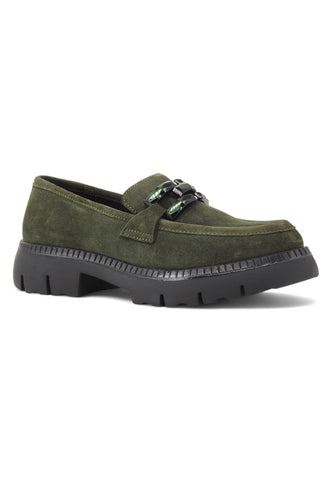 CAFENOIR Suede Mocassino Donna Verde EB6061