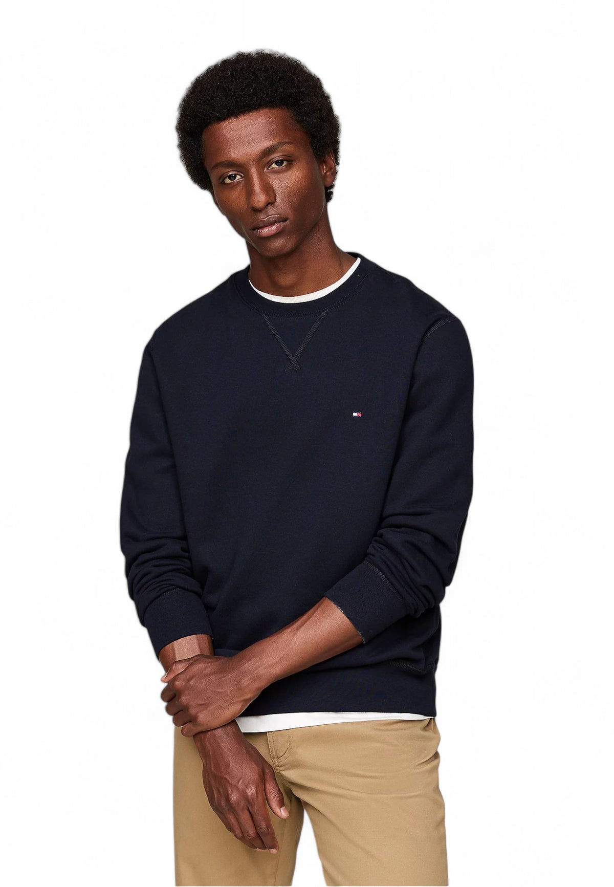 Scopri TOMMY HILFIGER Felpa Girocollo Logo Uomo Blu MW0MW37232 al