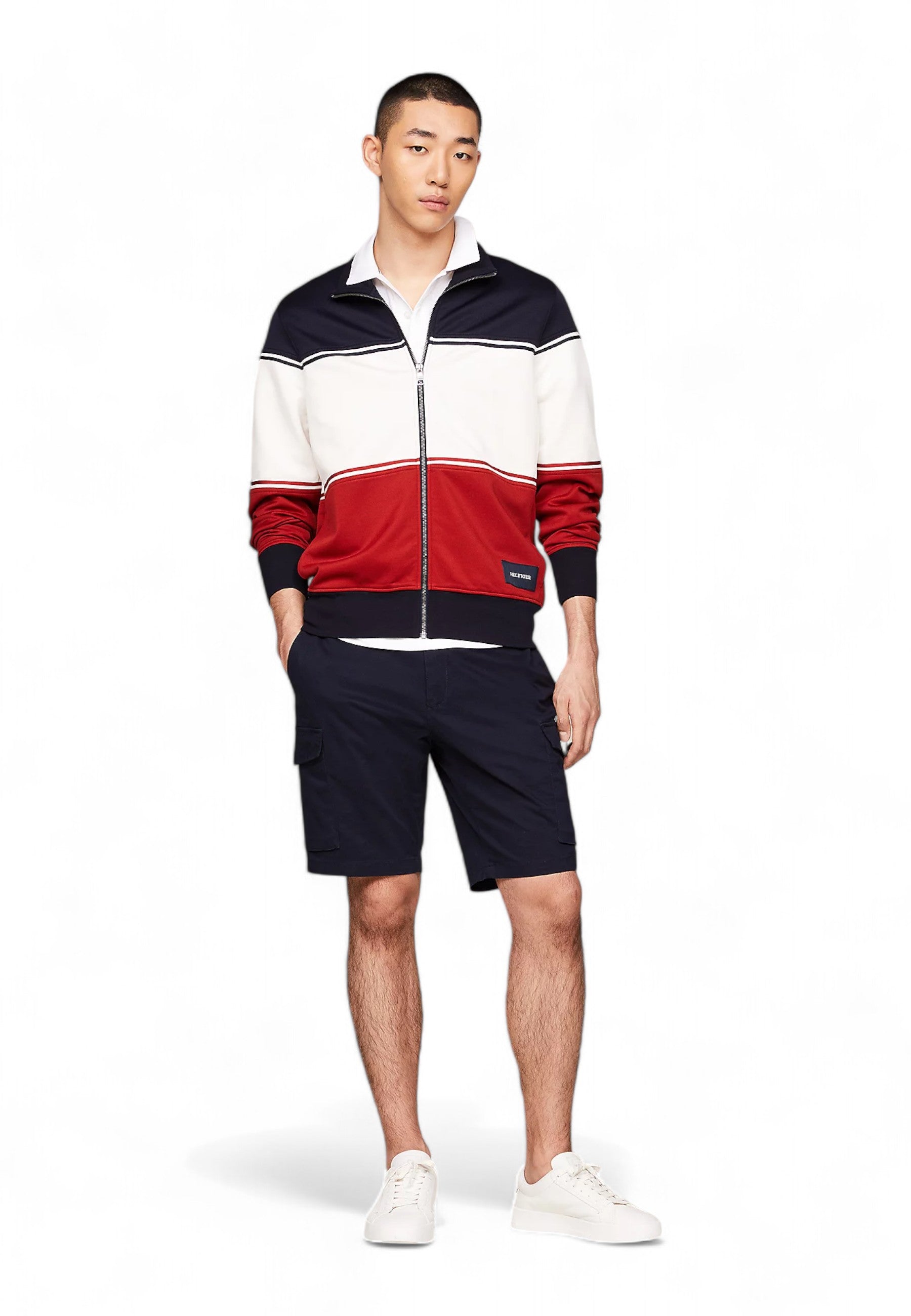 TOMMY HILFIGER Felpa Zip Giacca Blu Bianco Rosso MW0MW35552