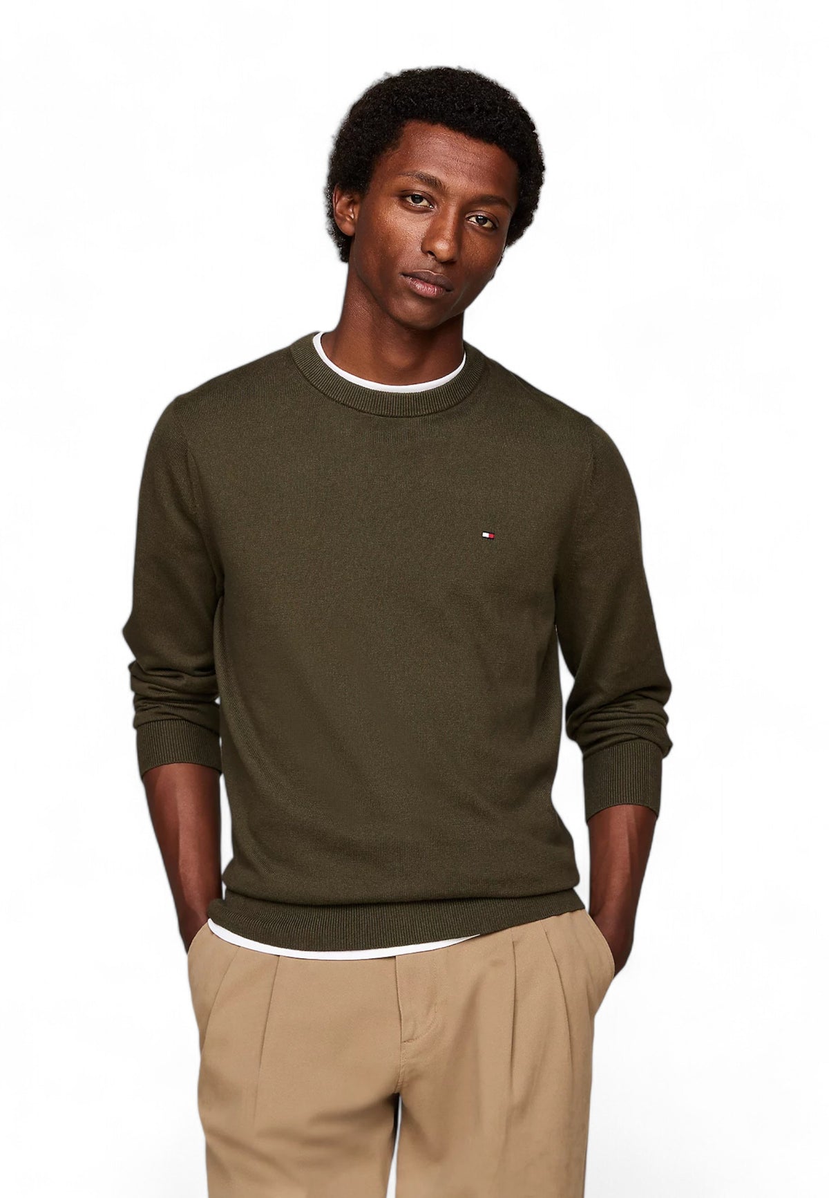 TOMMY HILFIGER Maglione Girocollo Cashmere Verde MW0MW28046