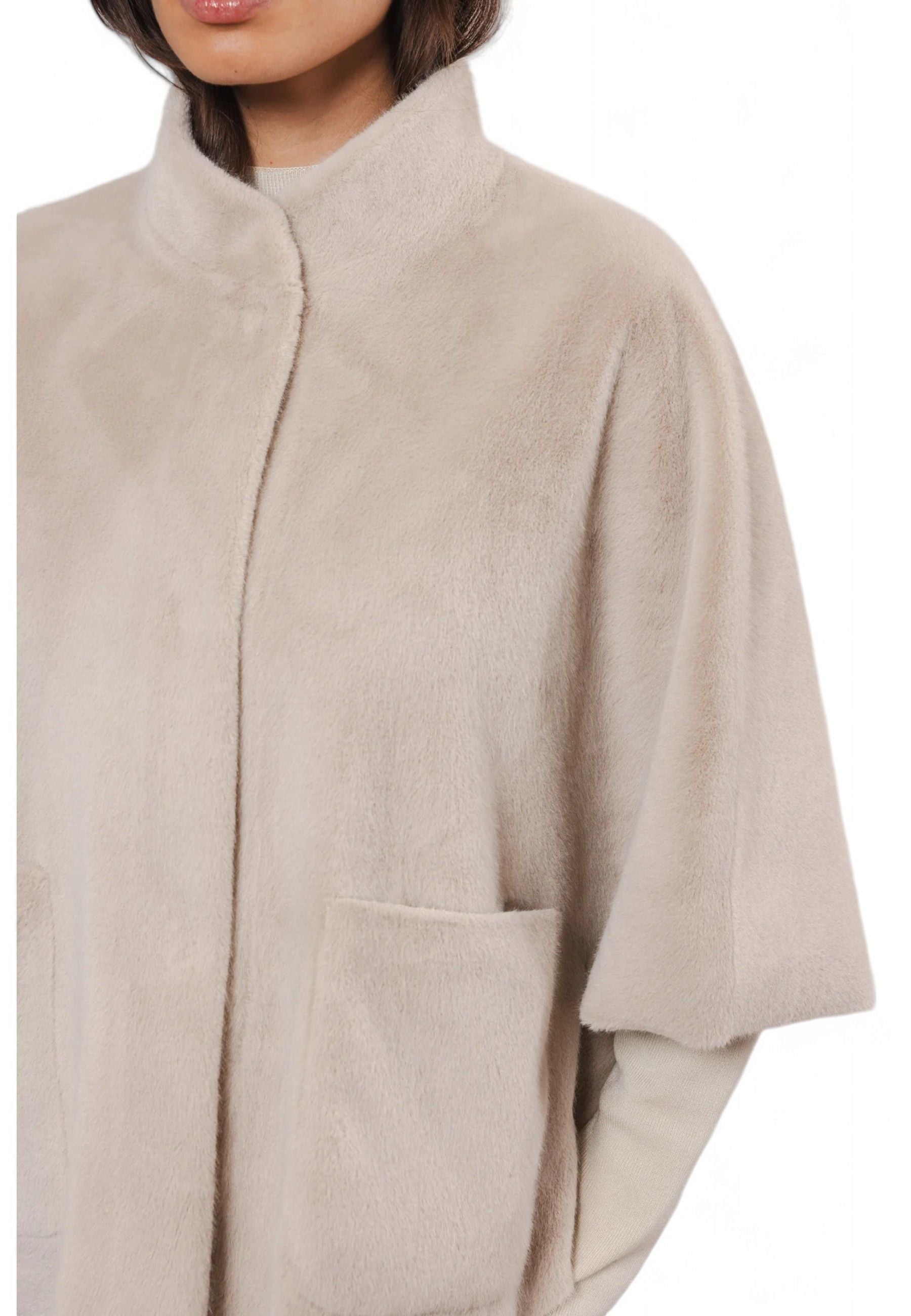 RINO&PELLE Giacca Poncho Ecopelliccia Beige Ecru DEWI7002411