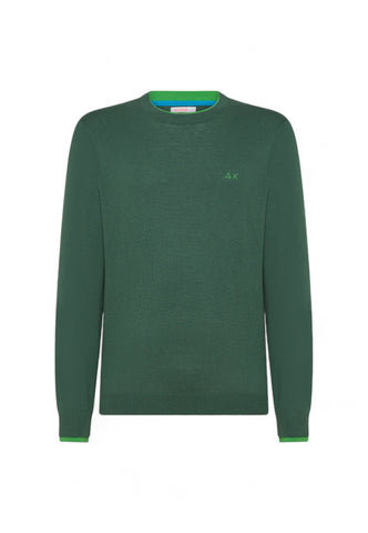 SUN68 MAGLIONE GIROCOLLO CONTRASTO UOMO VERDE SCURO K44125