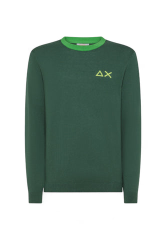 SUN68 MAGLIONE GIROCOLLO LOGO UOMO VERDE SCURO K44130