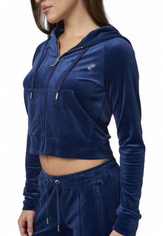 JUICY COUTURE Felpa Zip Cropped Donna Blu MADISON70194